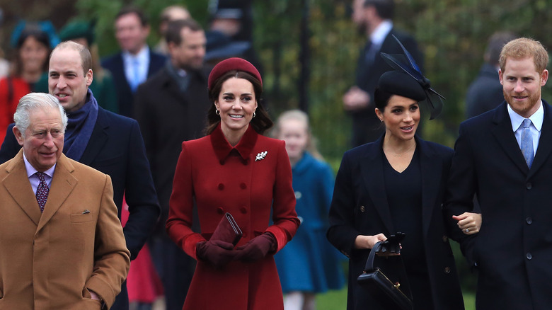 The royal family walking together