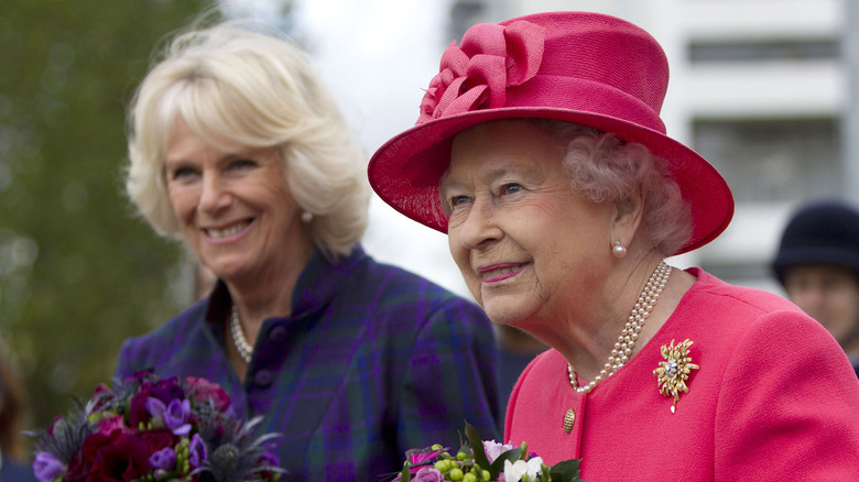 Camilla Parker Bowles & Queen Elizabeth smiling