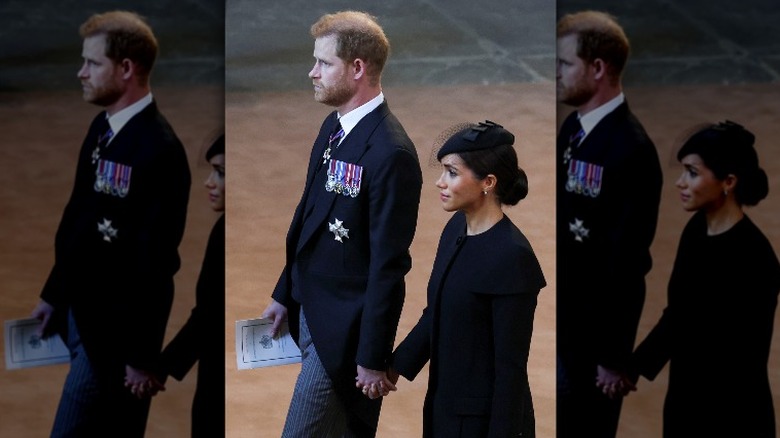 Prince Harry and Meghan Markle at Queen Elizabeth's funeral