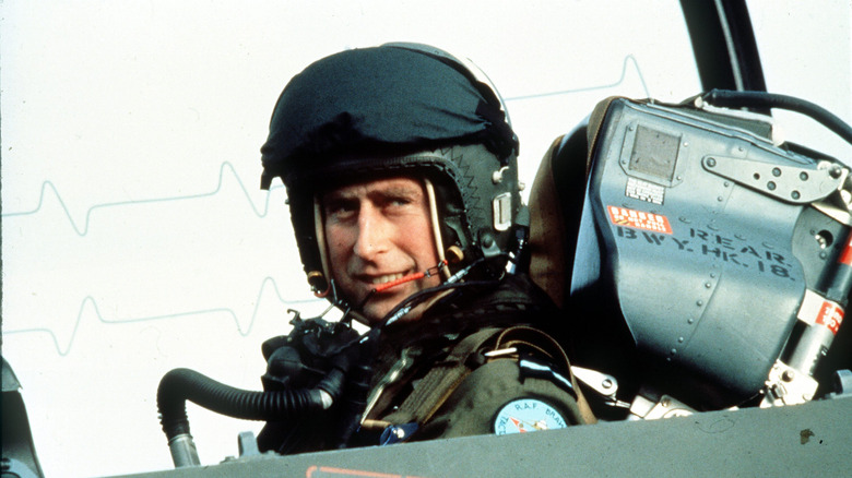 Prince Charles in cockpit of military plane