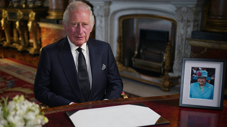 King Charles III delivering address to the nation