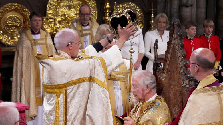 King Charles being crowned 