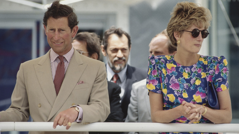 King Charles and Princess Diana on a boat