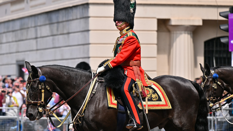 Prince Charles on horseback in the Trooping the Colour 