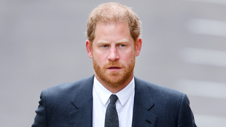 Prince Harry looking stern