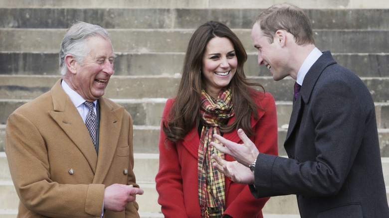 King Charles, Kate Middleton, & Prince William talking