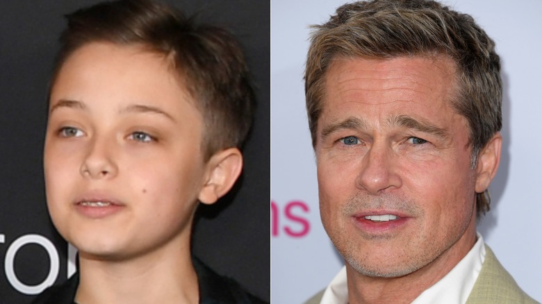 A side-by-side comparison of Knox Jolie-Pitt and his father Brad Pitt