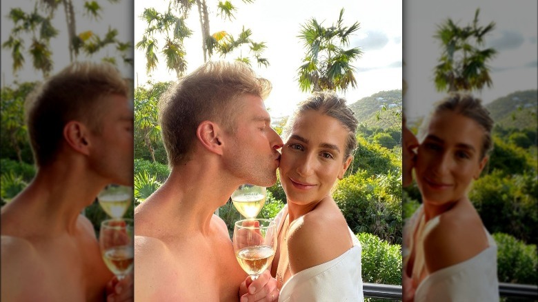 Kyle Cooke and Amanda Batula kissing on honeymoon