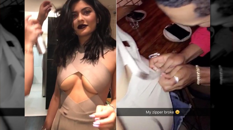 Kylie Jenner jumpsuit with broken zipper