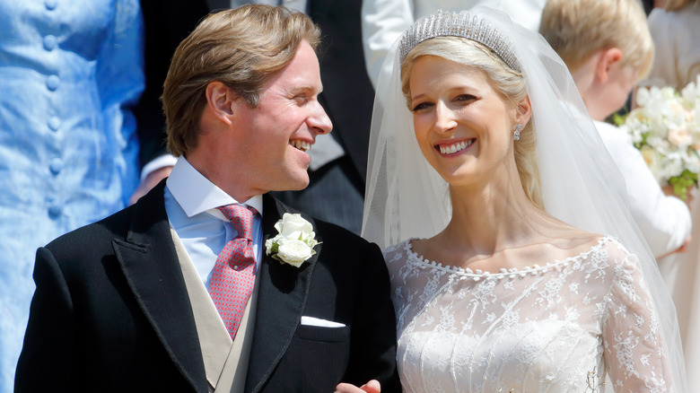 Lady Gabriella Kingston with Thomas Kingston on wedding day