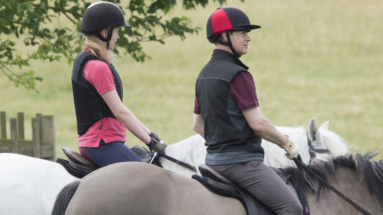 Louise and Edward on horses 