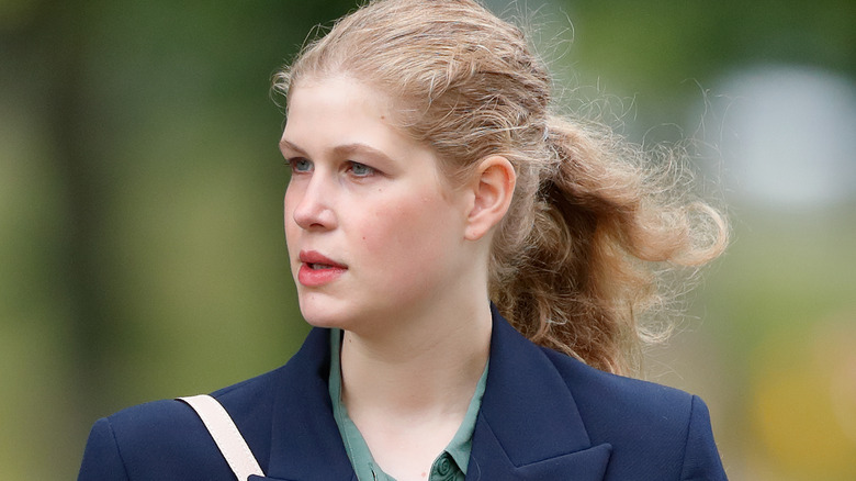 Lady Louise Windsor walking outside