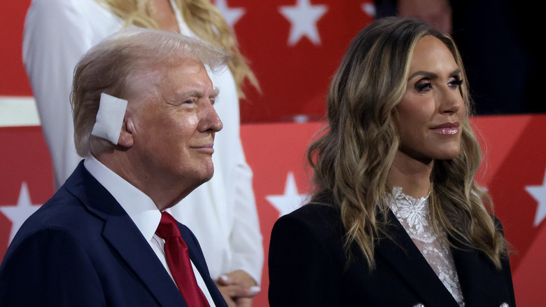 Donald Trump and Lara Trump smiling