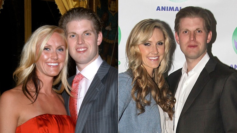 Two images of Eric and Lara Trump side-by-side