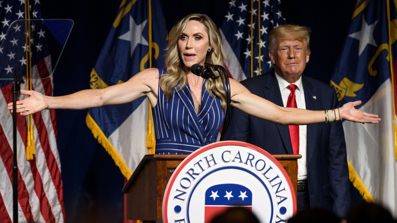 Lara Trump onstage with Donald Trump