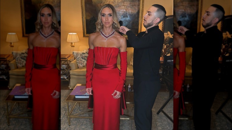 Lara Trump red inauguration dress with bizarre sleeves