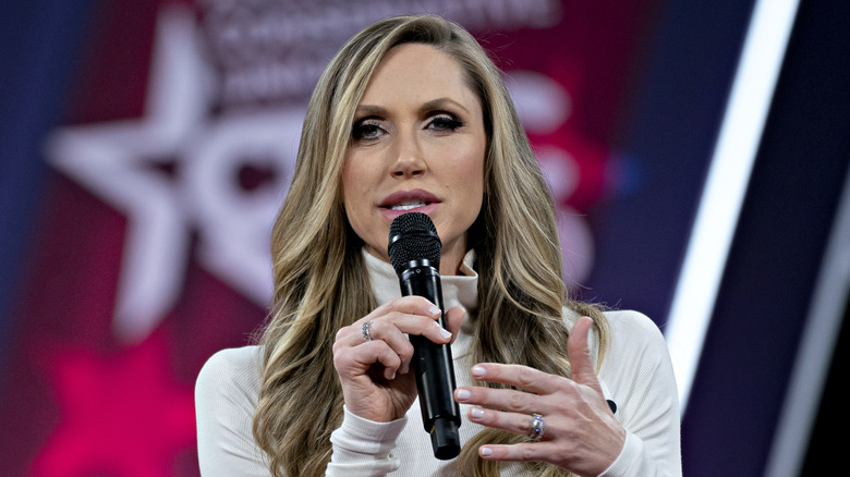 Lara Trump speaking in microphone