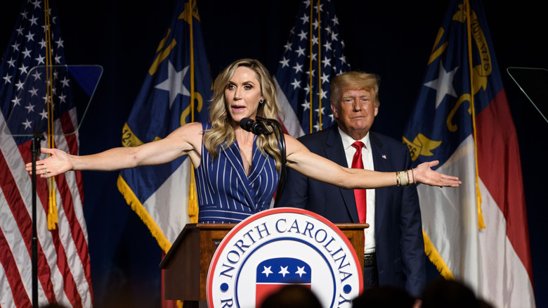 Lara and Donald Trump on stage