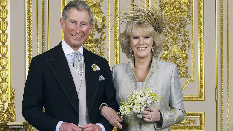 King Charles III and Queen Camilla on wedding day