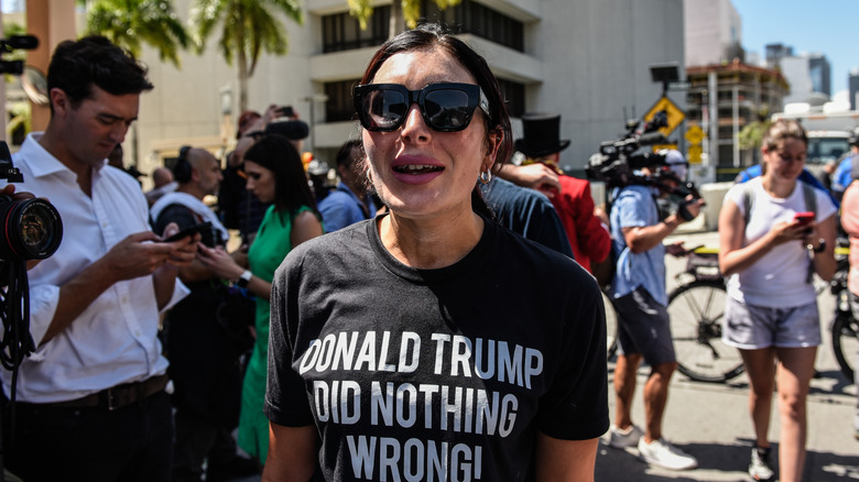 Laura Loomer before Trump's arraignment on June 13, 2023