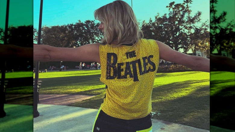 Laura Rutledge in a Beatles jersey