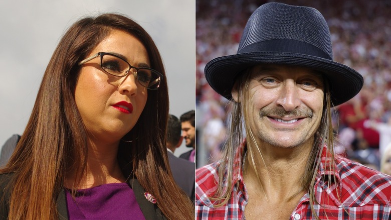 Split image of Lauren Boebert and Kid Rock