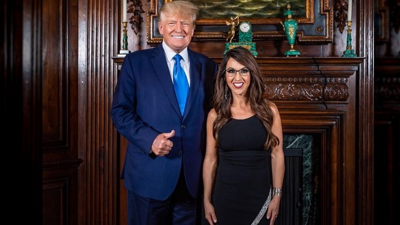 Donald Trump posing with Lauren Boebert