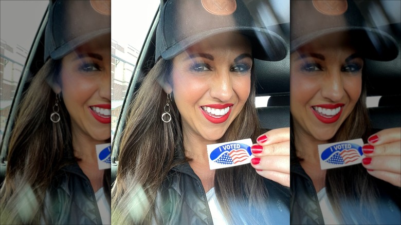 Lauren Boebert with "I voted" sticker