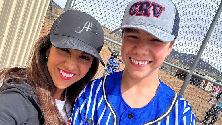 Lauren Boebert and her son Kaydon Boebert at a baseball game