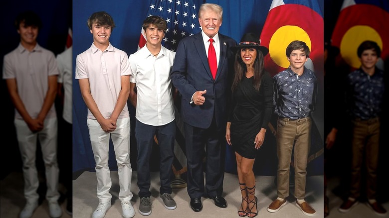 Lauren Boebert with sons and Donald Trump