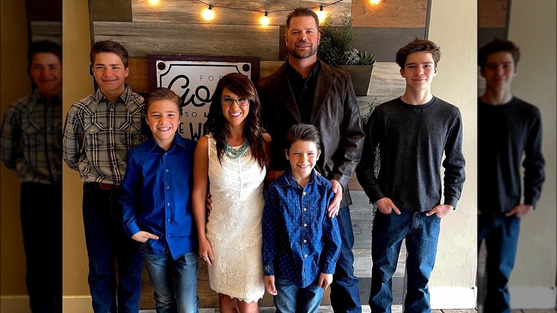 Lauren and Jayson Boebert and their four kids all smiling