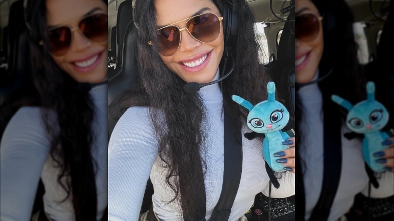 Lauren Sanchez takes a selfie while flying