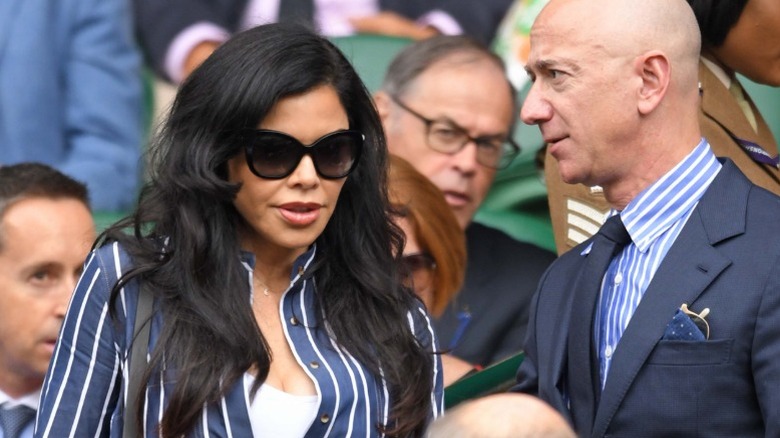 Lauren Sanchez and Jeff Bezos attend a Wimbledon final