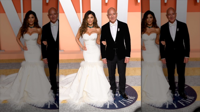 Lauren Sánchez and Jeff Bezos attend the 2025 Oscars