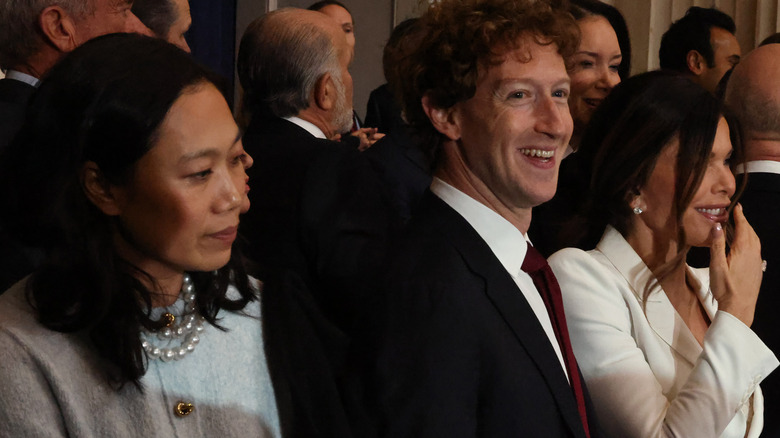 Priscilla Chan, Mark Zuckerberg, and Lauren Sanchez at Donald Trump's inauguration