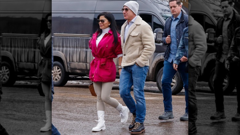 Lauren Sanchez and Jess Bezos walking in Aspen