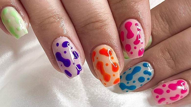 multi-colored nails with dots