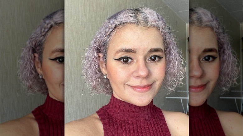 Short and curly lavender hair 