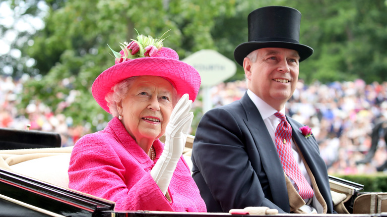 Queen Elizabeth & Prince Andrew smiling