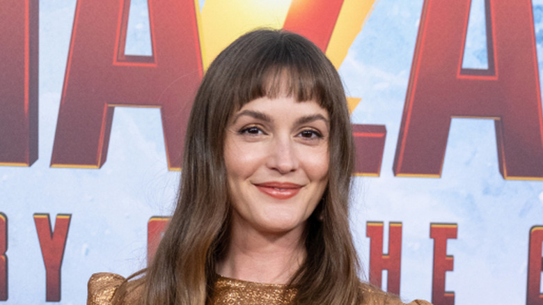 Leighton Meester rocking micro-bangs at the 2023 Shazam: Fury of the Gods premiere