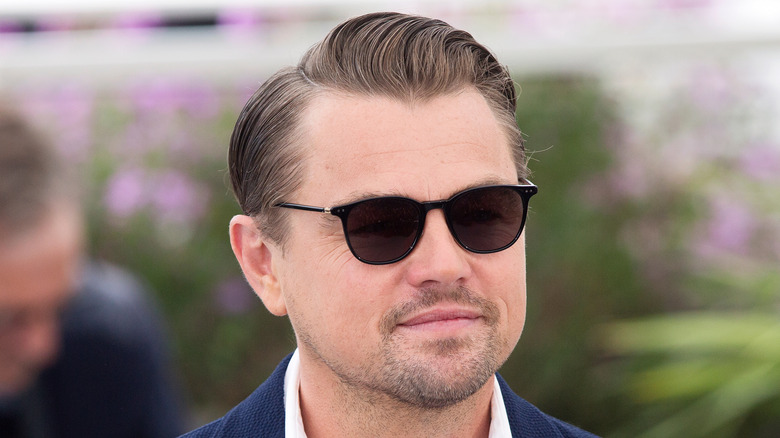 Leonardo DiCaprio wears sunglasses, poses for camera