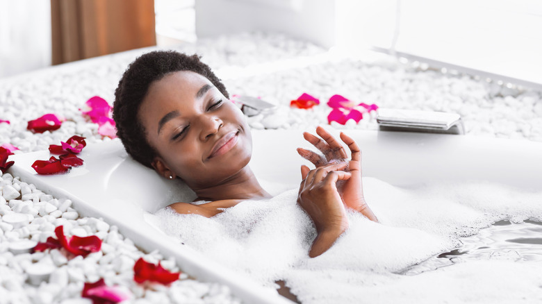 smiling woman in bath