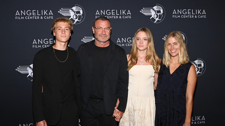 Sasha Schreiber with Liev Schreiber, Kai Schreiber, and Taylor Neisen