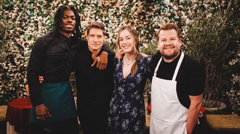 Lil Nas X and James Corden on the set of The Bold and the Beautiful