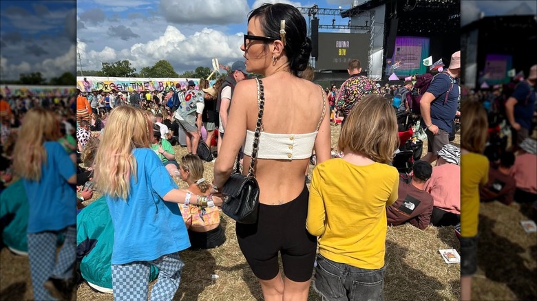 Lily Allen with her kids at the Glastonbury festival in June 2022