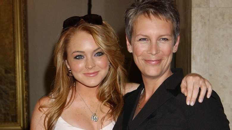 Lindsay Lohan and Jamie Lee Curtis smiling