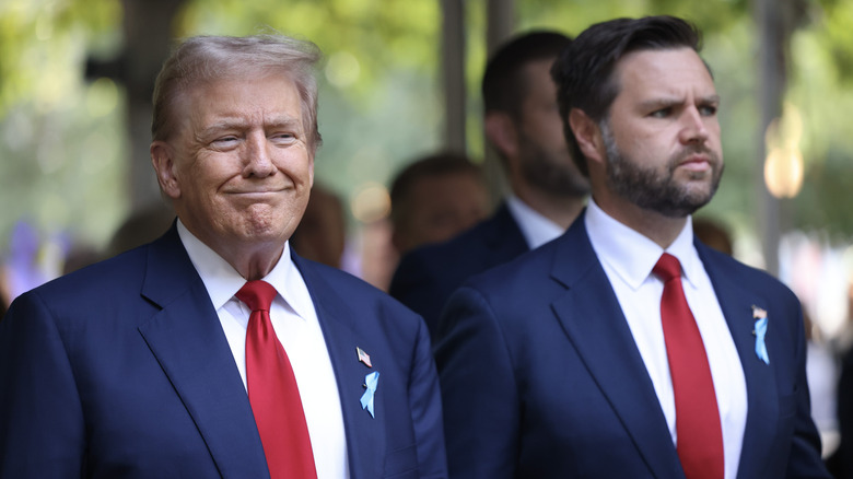 Donald Trump smiling with JD Vance