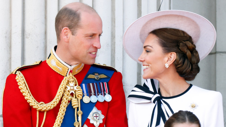 William and Kate interacting at Trooping the Colour