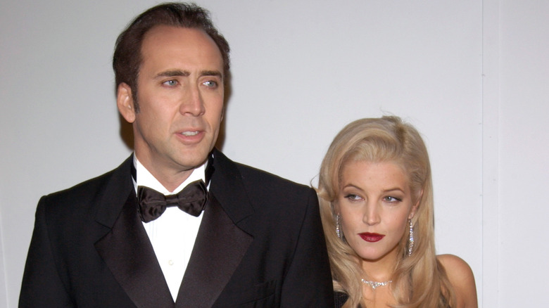 Lisa Marie Presley and actor Nicolas Cage on the red carpet