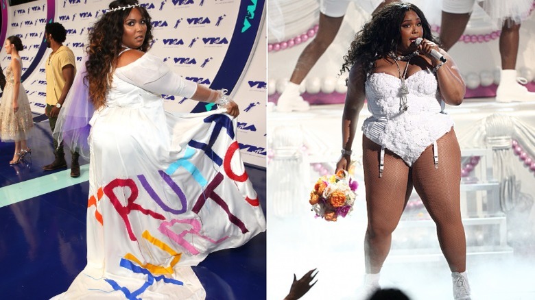 Lizzo rocking wedding gowns